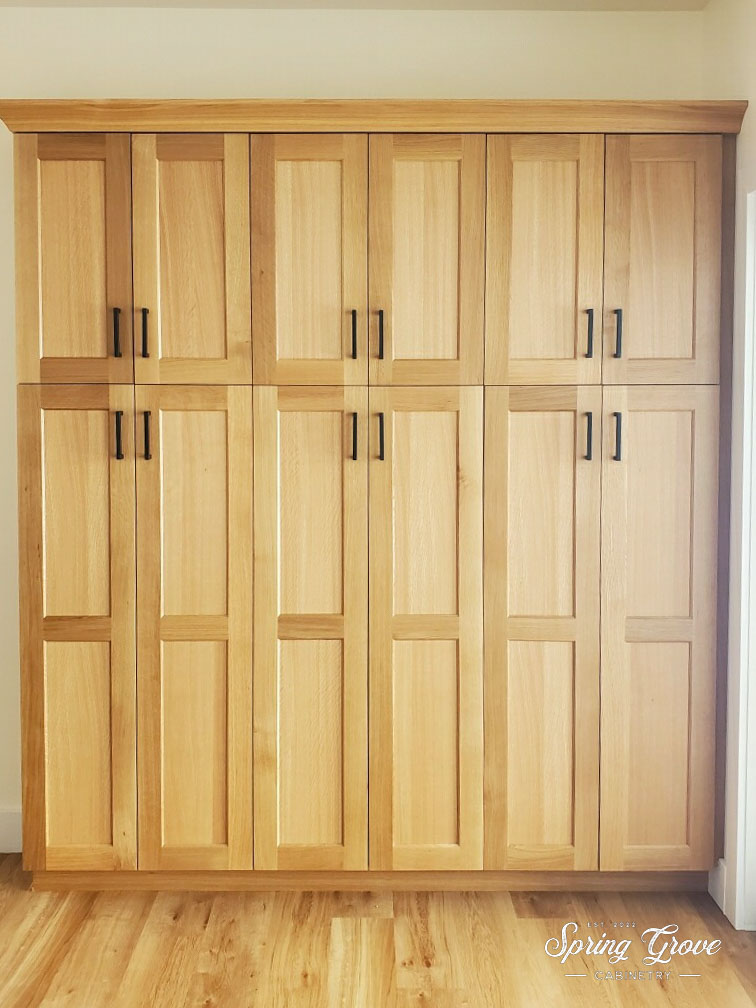 Rift sawn white oak pantry wall.