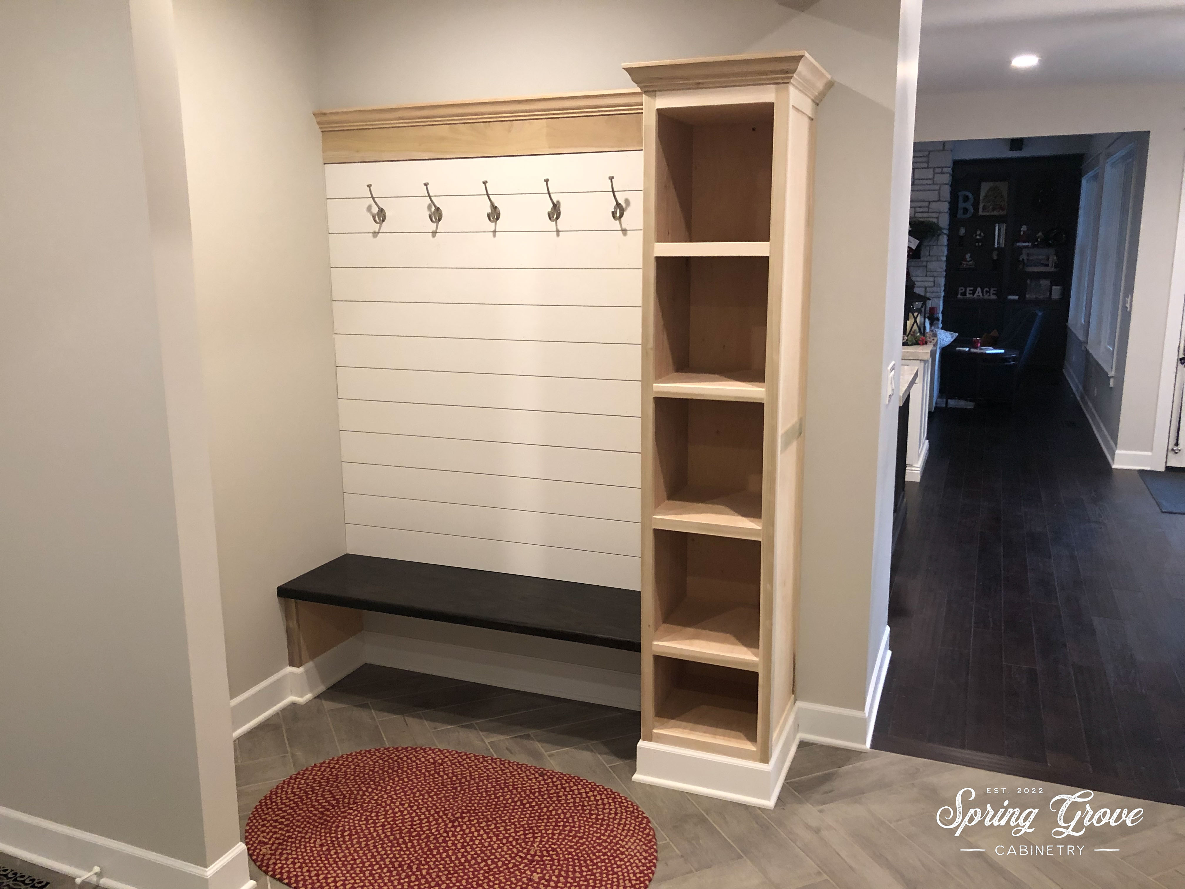 Mudroom bench right before paint.