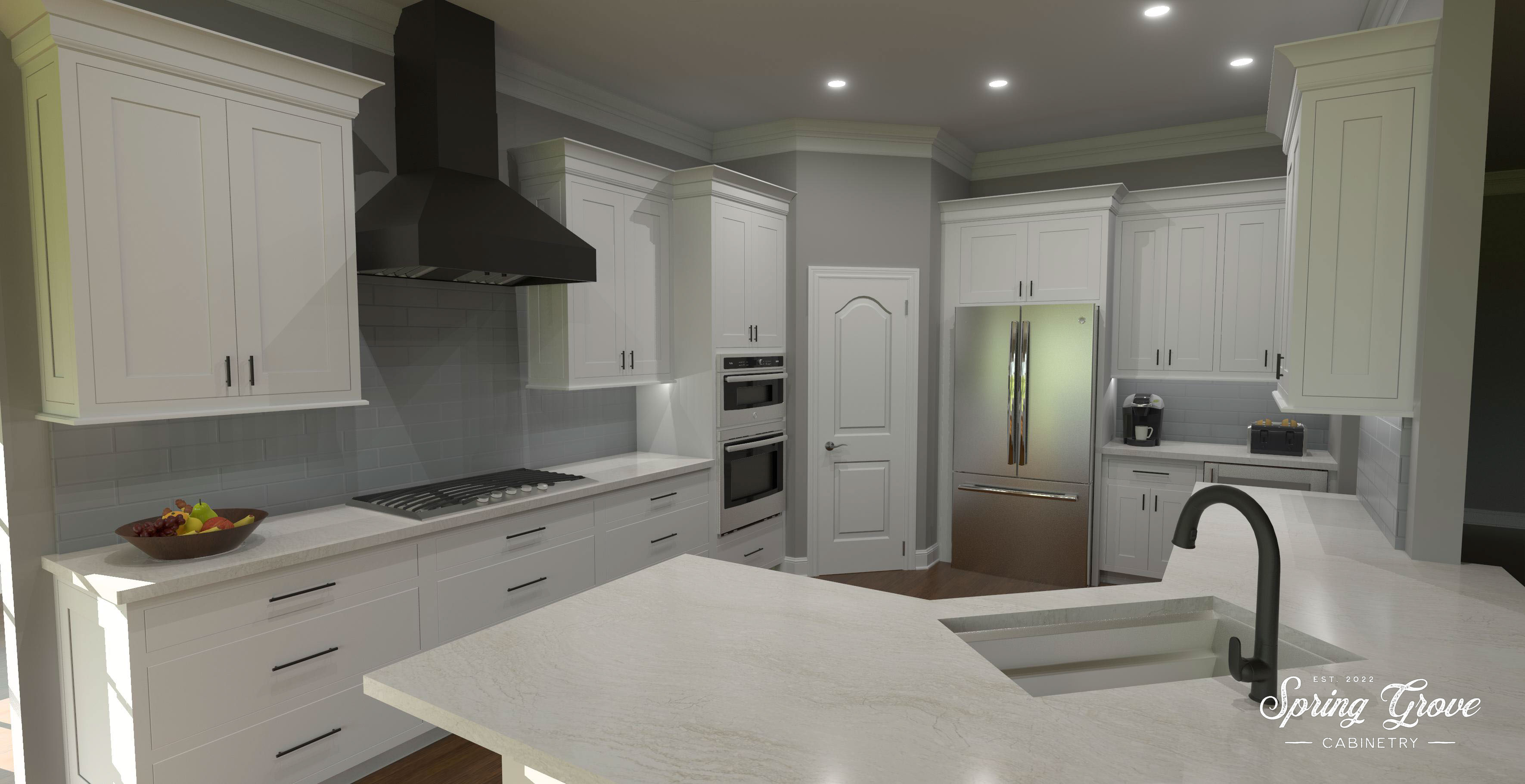 This is a rendering we made during the planning phase of what the future kitchen would look like.