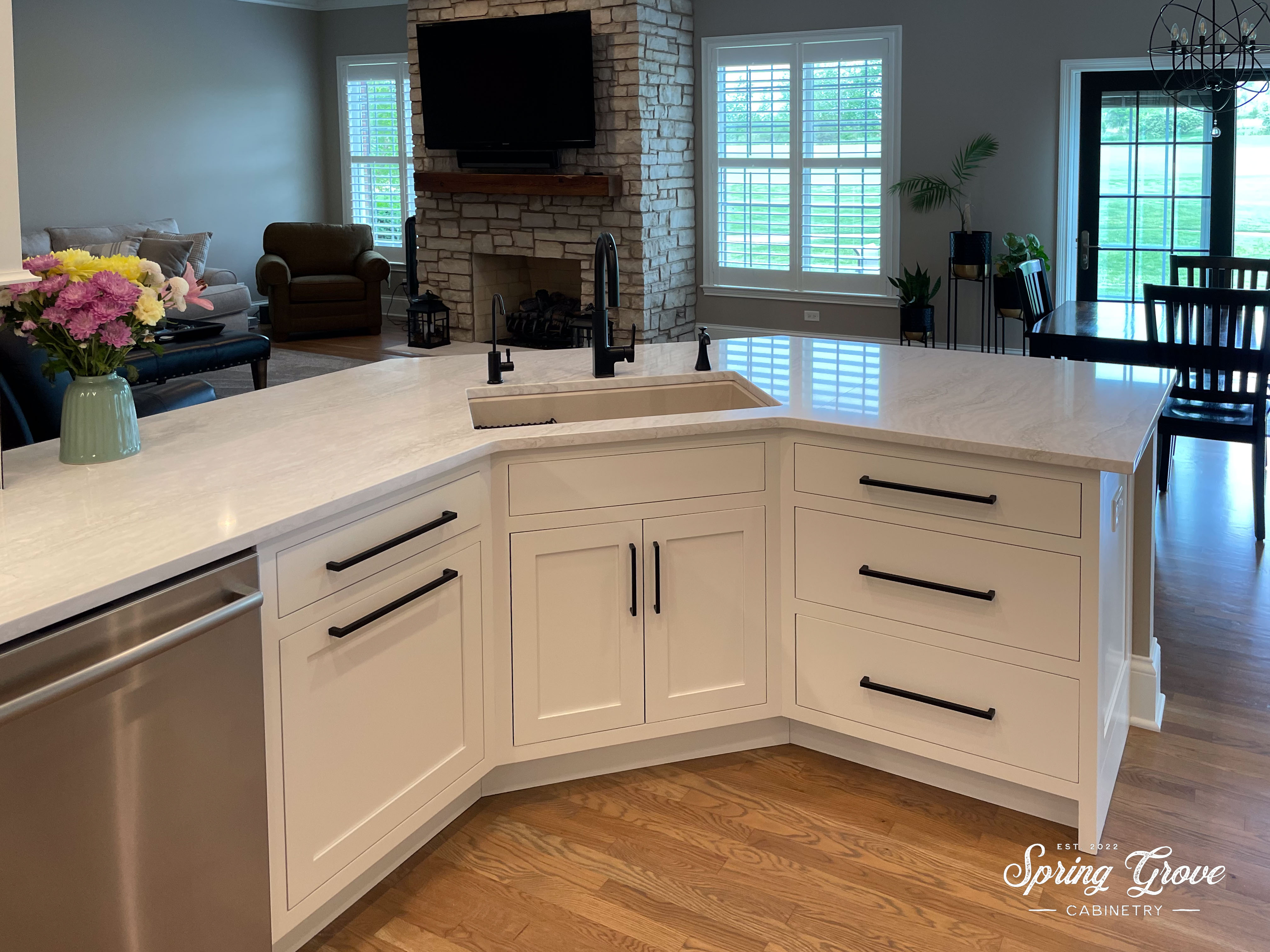 This was a two level eat at bar. We removed it for more open space.