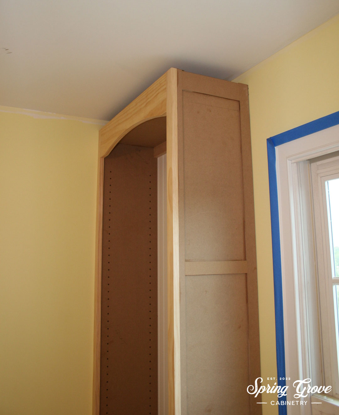 The bookcase during construction.